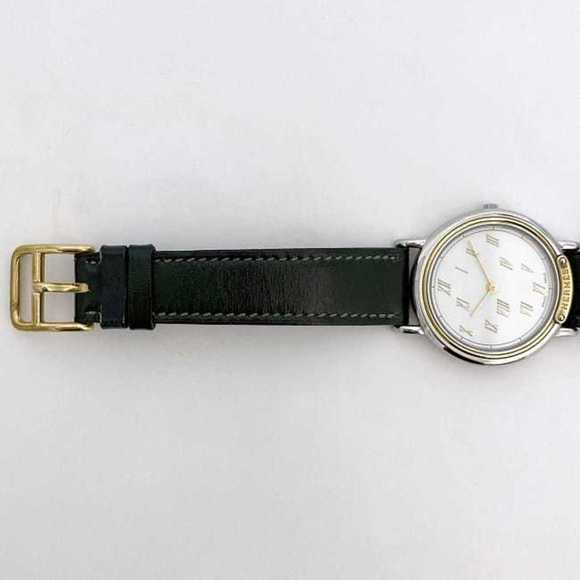 Hermes Watch Meteor f-21083 White Silver Gold Dark Green Boys 32mm SS Leather... - Picture 6 of 11